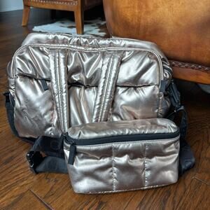 Calpak Luka Duffel Bag Bronze and Belt Bag Carry On Travel Women’s